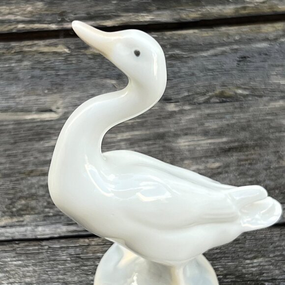 Vintage Lot Of 2 Lladro Preening Long Neck Swan Goose Figurines Pair Little Duck - Picture 5 of 14